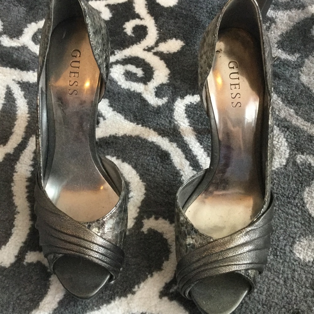 2 Pairs of Metallic Stilettos 8 1/2 Guess + Santan